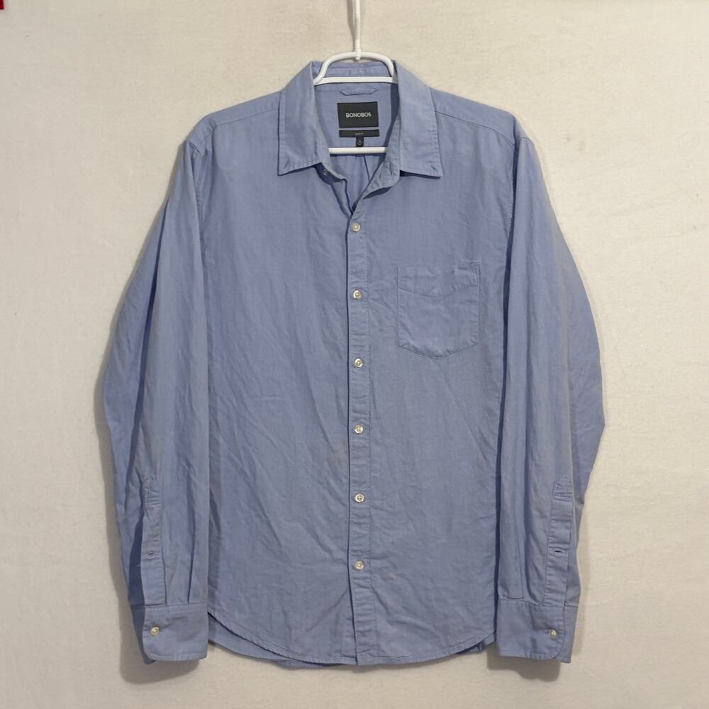 Bonobo Slim Fit Button Down Shirt Men’s Large Blue 100% Cotton Long Sleeve